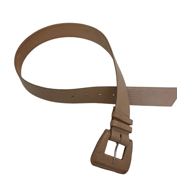 Vintage Ritz Belt Beige Texterured Leather Womens Small Medium Big Buckle - Picture 4 of 7
